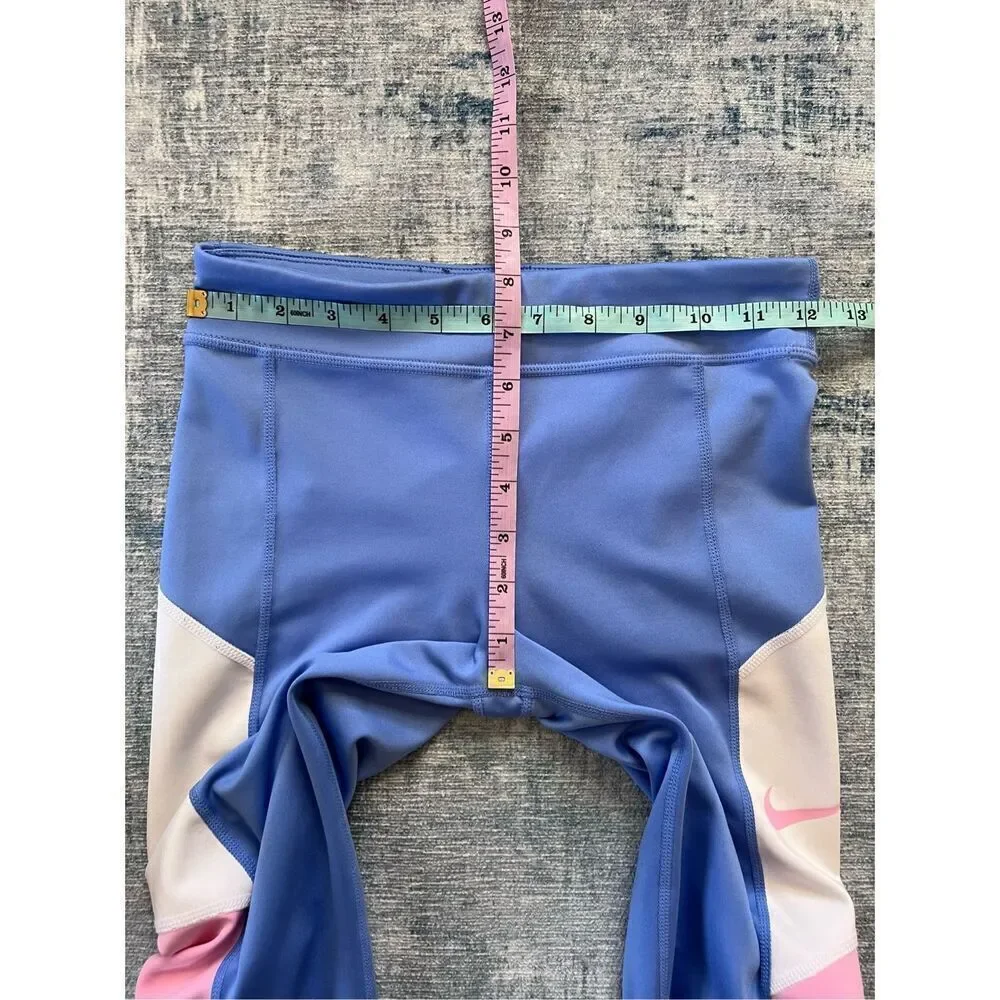 Nike Periwinkle Blue White Pink Trophy Athletic Leggings Girls Large
